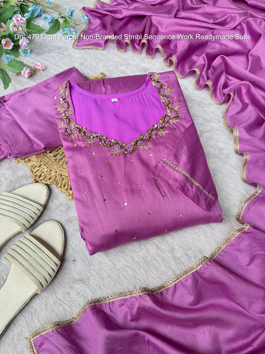 Dn- 479 Light Purple Non-Branded Stmbl Sequence Work Readymade Suits