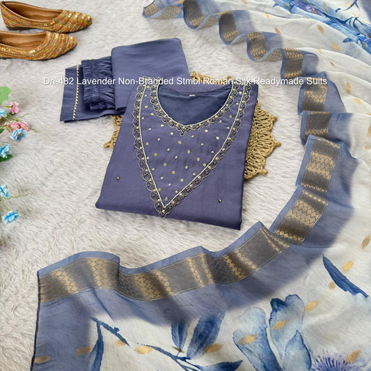 Dn-482 Lavender Non-Branded Stmbl Roman Silk Readymade Suits