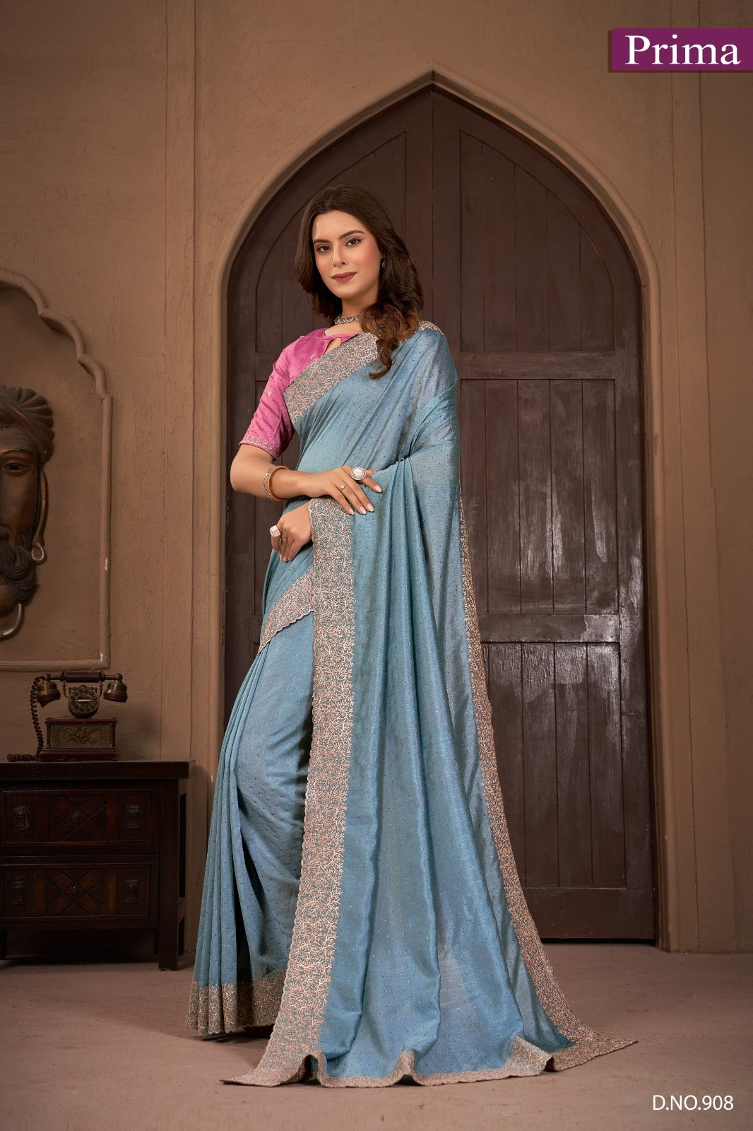 Dno 908 Prima Vichitra Sarees