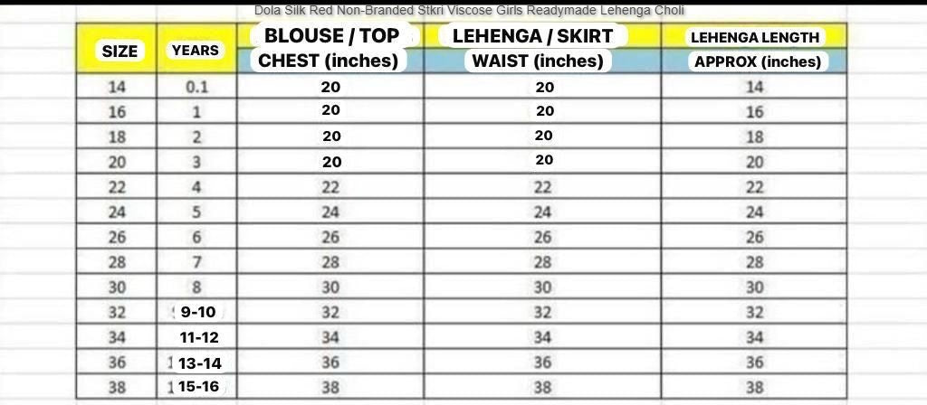 Dola Silk Red Non-Branded Stkri Viscose Girls Readymade Lehenga Choli
