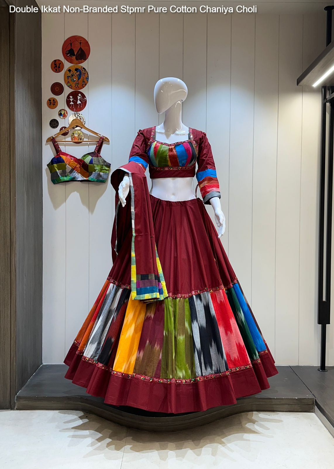Double Ikkat Non-Branded Stpmr Pure Cotton Chaniya Choli