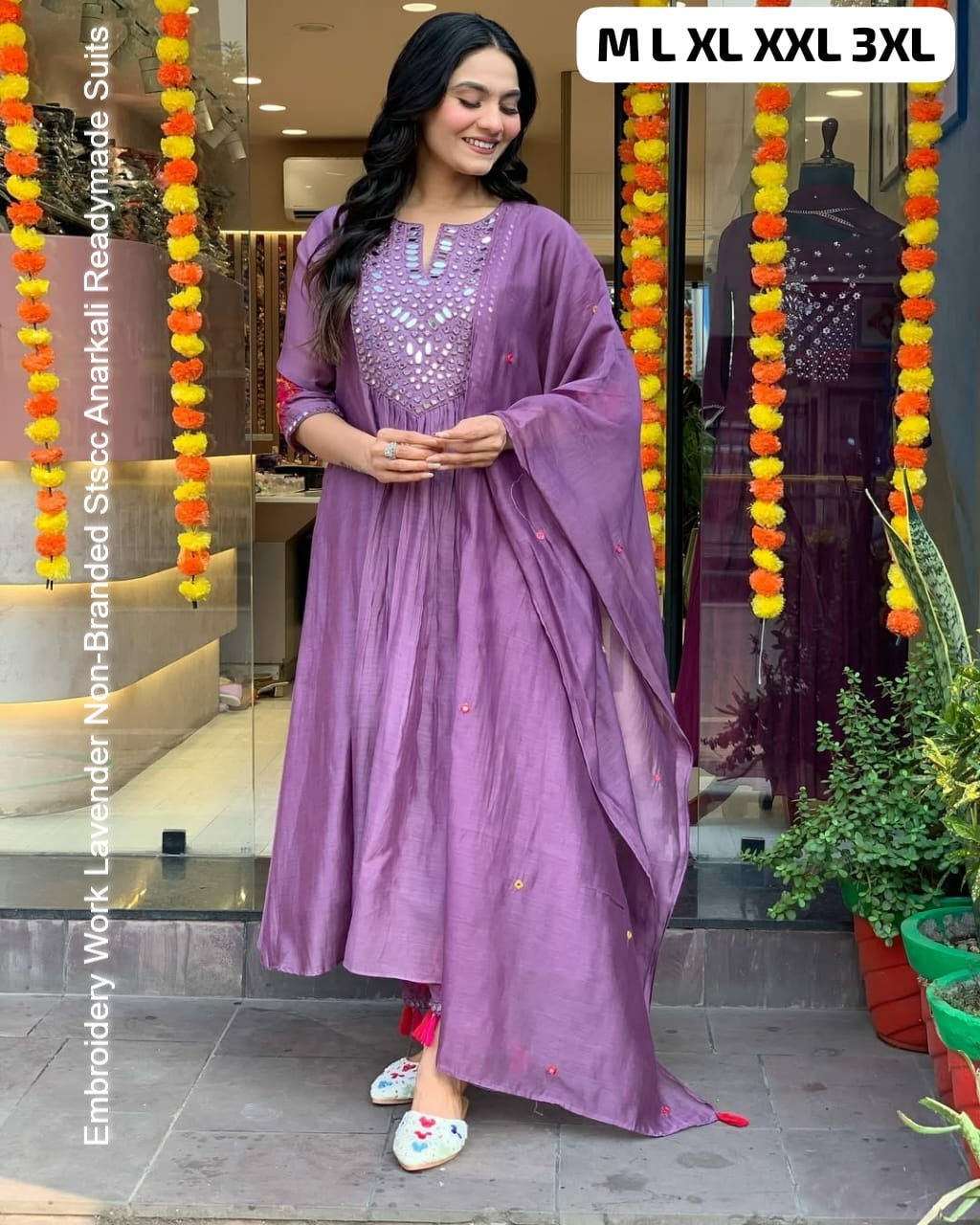 Embroidery Work Lavender Non-Branded Stscc Anarkali Readymade Suits