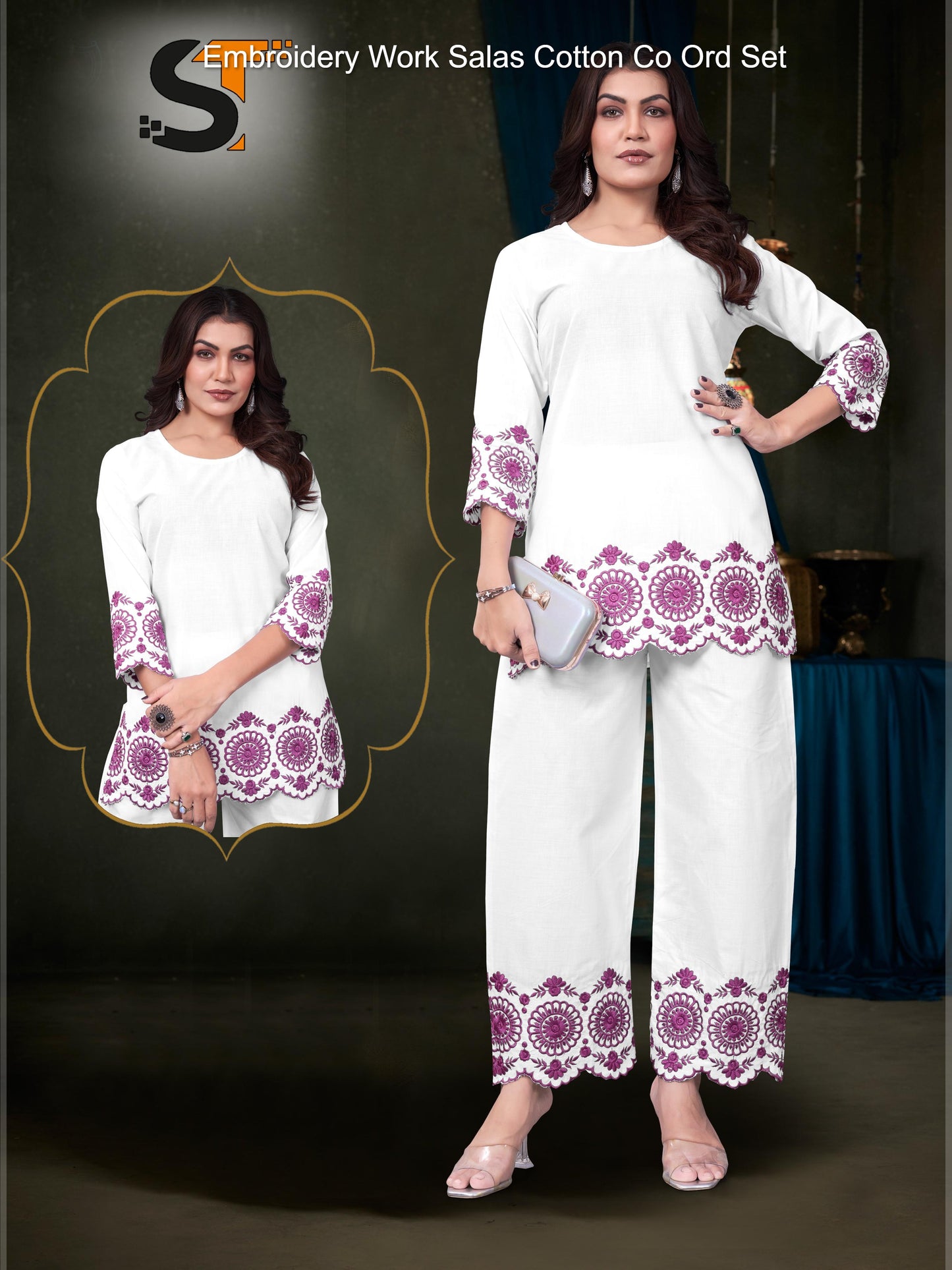 Embroidery Work Salas Cotton Co Ord Set