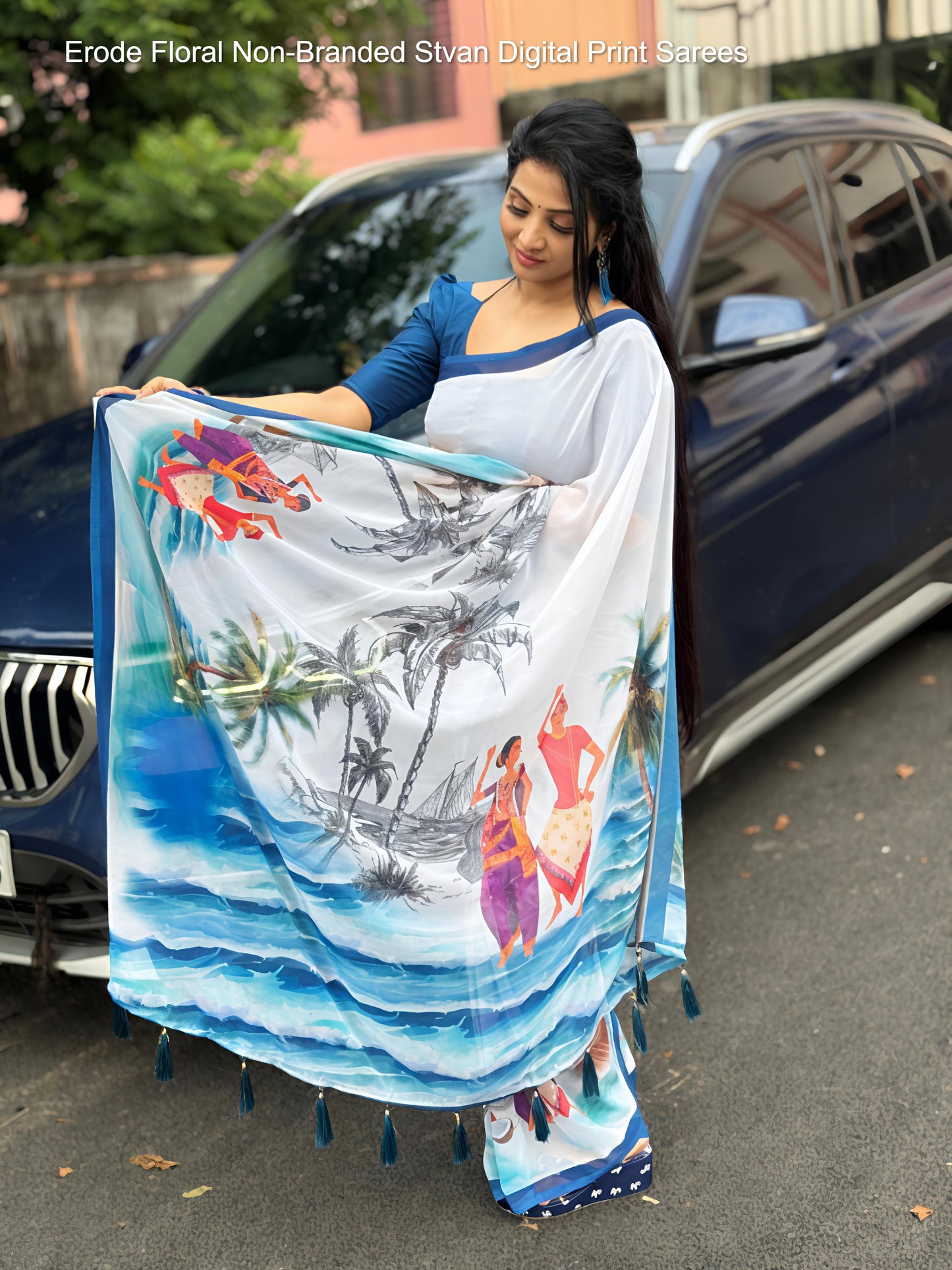 Erode Floral Non-Branded Stvan Digital Print Sarees
