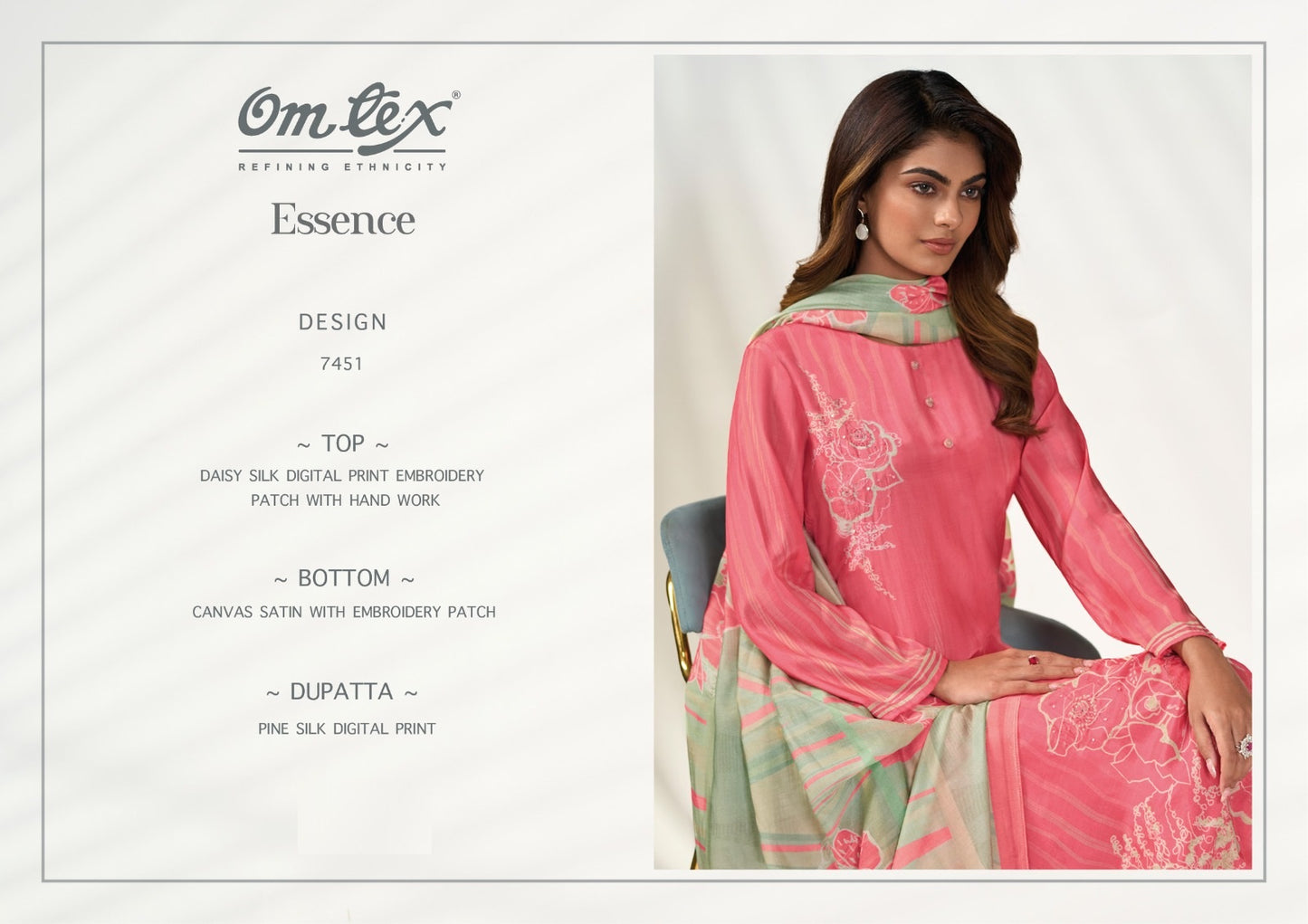 Essence 7451 Omtex Daisy Silk Unstitched Suits
