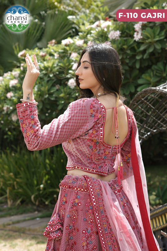 F-110 Gajri Chansi Trendz 9000 Velvet Lehenga Choli