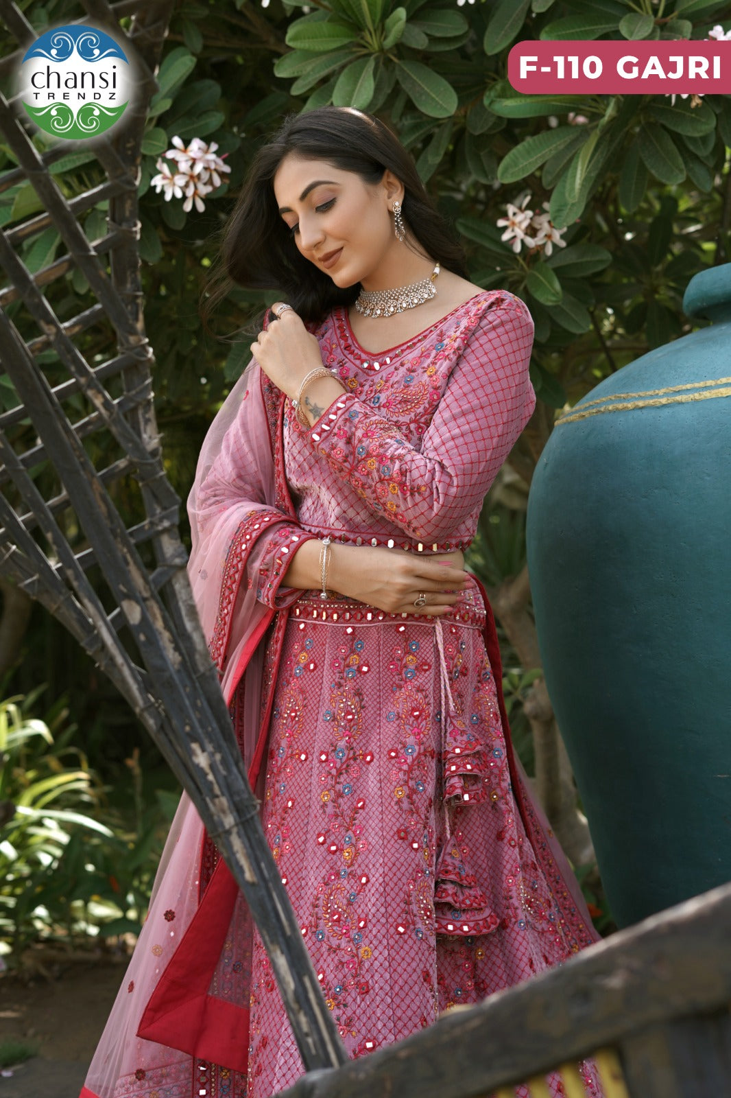 F-110 Gajri Chansi Trendz 9000 Velvet Lehenga Choli