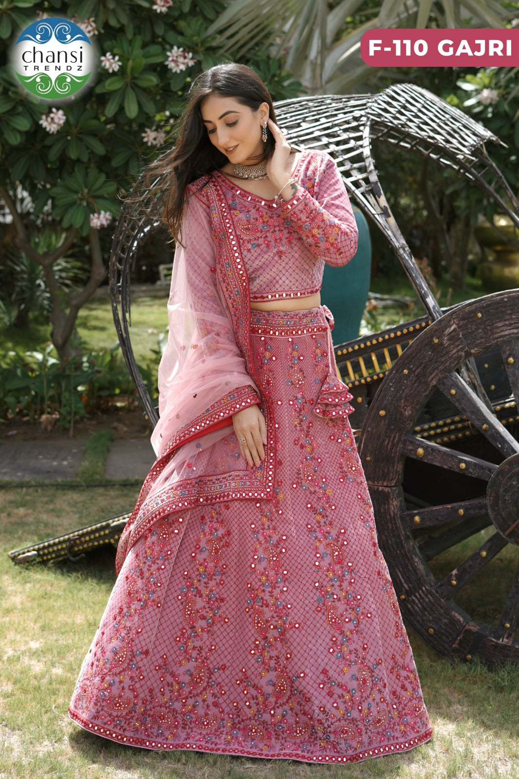 F-110 Gajri Chansi Trendz 9000 Velvet Lehenga Choli