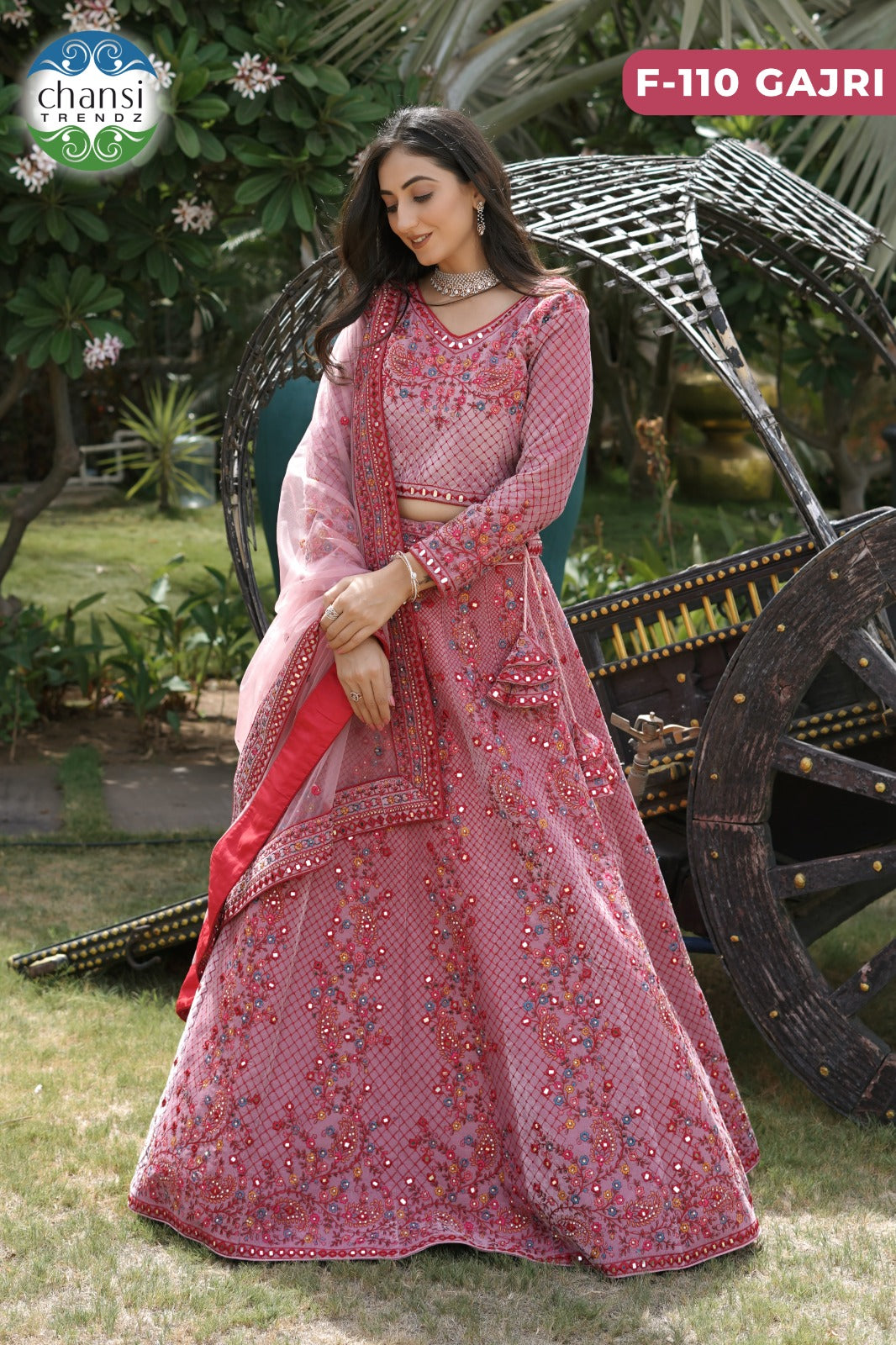 F-110 Gajri Chansi Trendz 9000 Velvet Lehenga Choli