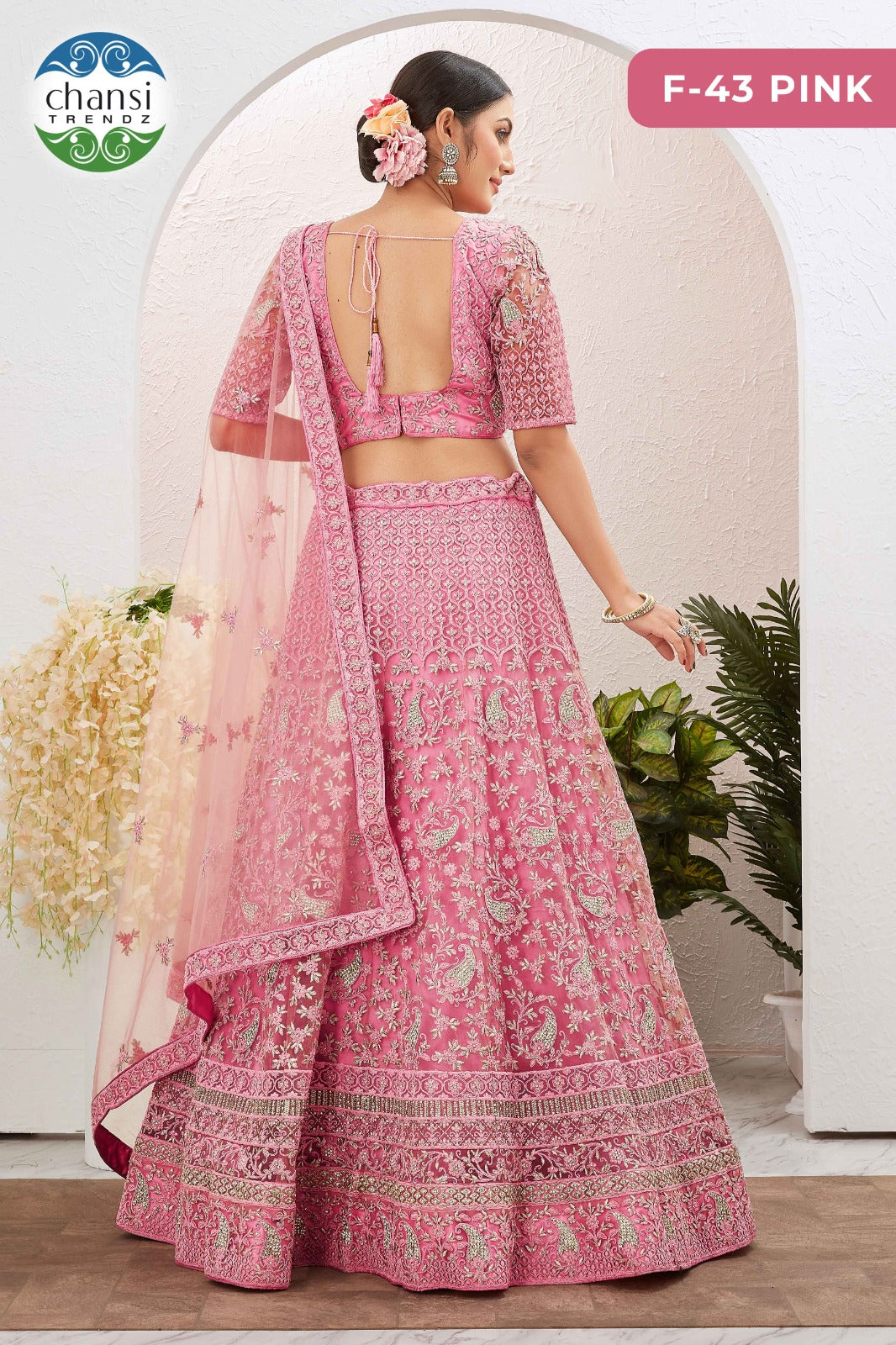 F-43 Pink Chansi Trendz Butterfly Net Lehenga Choli