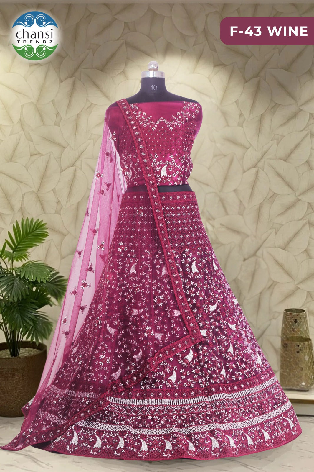 F-43 Wine Chansi Trendz Butterfly Net Lehenga Choli