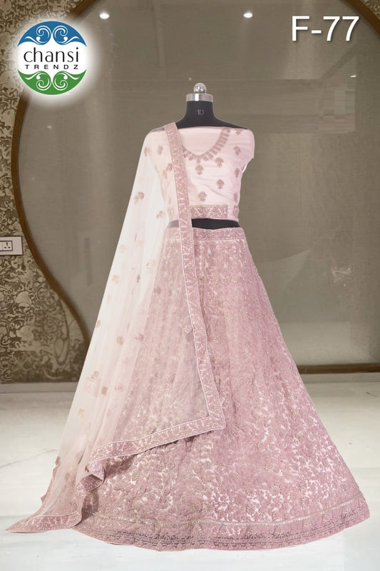 F-77 Peach Chansi Trendz Butterfly Net Lehenga Choli