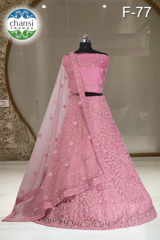 F-77 Pink Chansi Trendz Butterfly Net Lehenga Choli