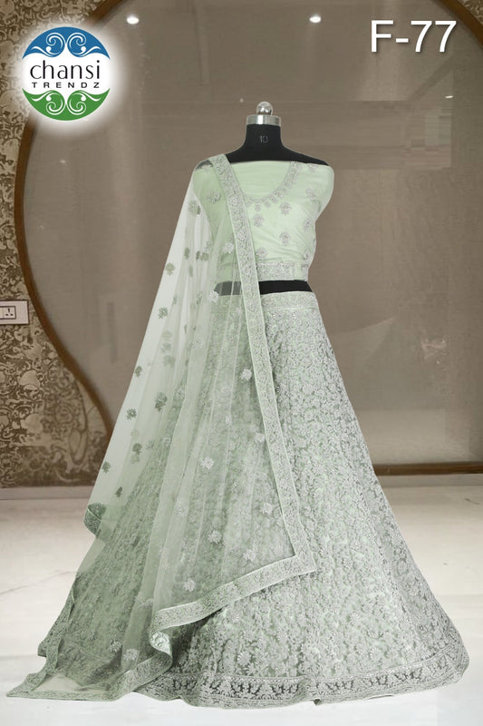 F-77 Pista Chansi Trendz Butterfly Net Lehenga Choli