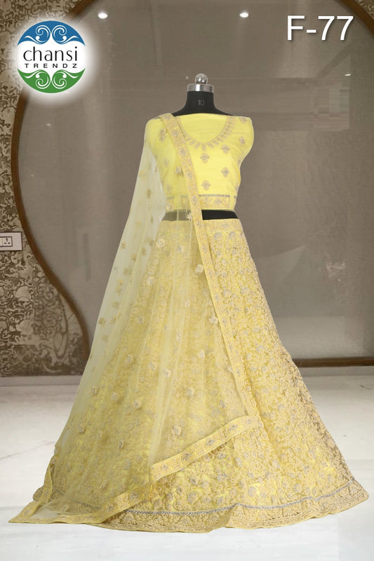 F-77 Yellow Chansi Trendz Butterfly Net Lehenga Choli