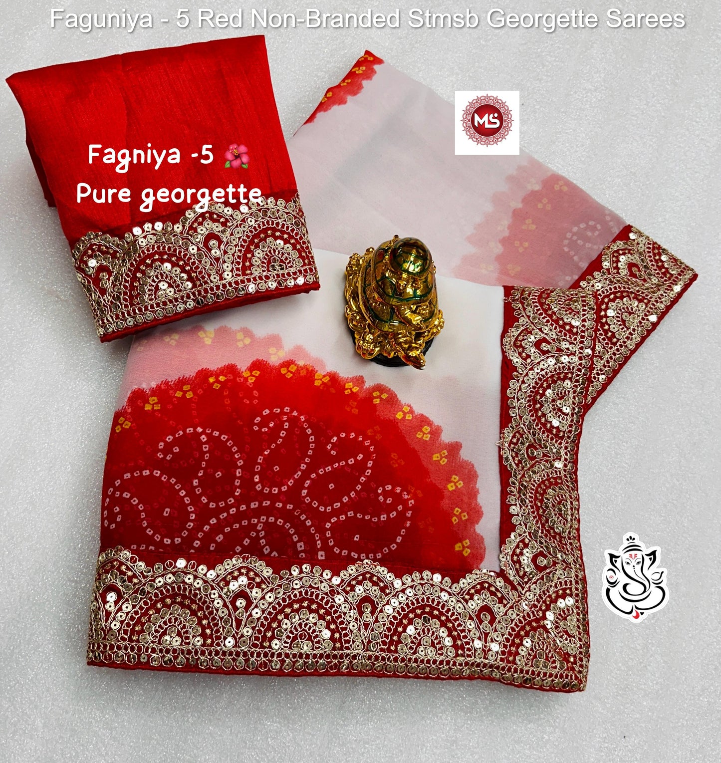 Faguniya - 5 Red Non-Branded Stmsb Georgette Sarees