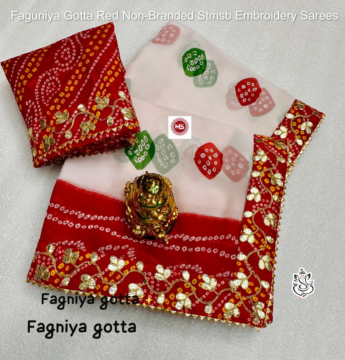 Faguniya Gotta Red Non-Branded Stmsb Embroidery Sarees