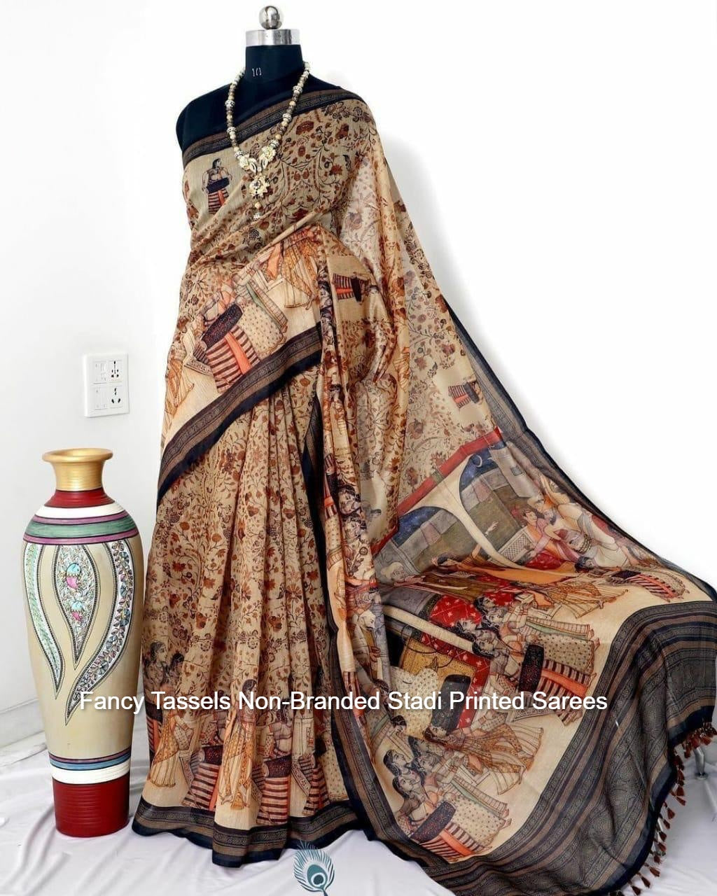 Fancy Tassels Non-Branded Stadi Printed Sarees
