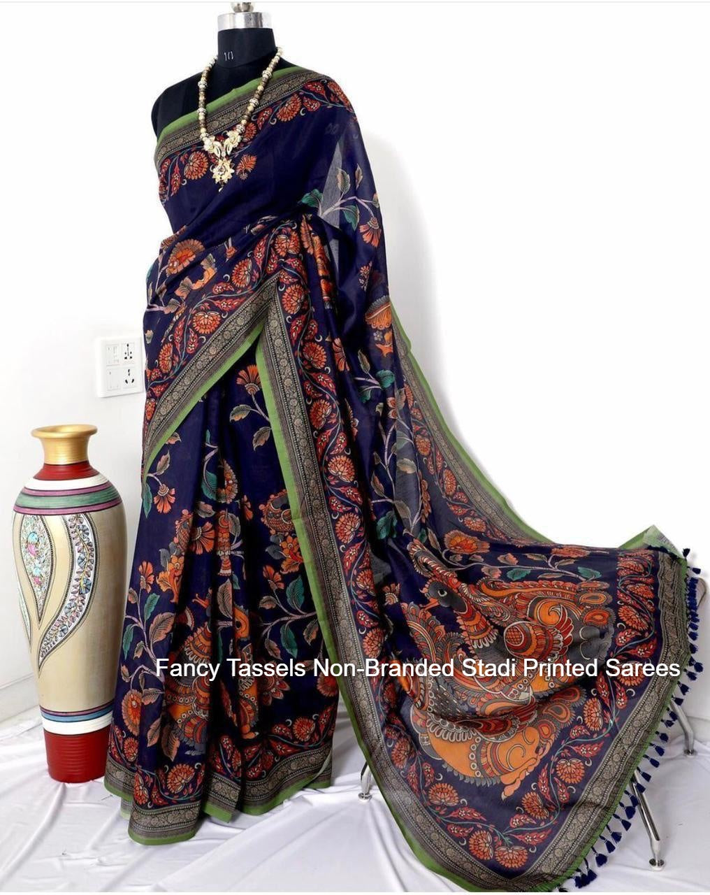 Fancy Tassels Non-Branded Stadi Printed Sarees