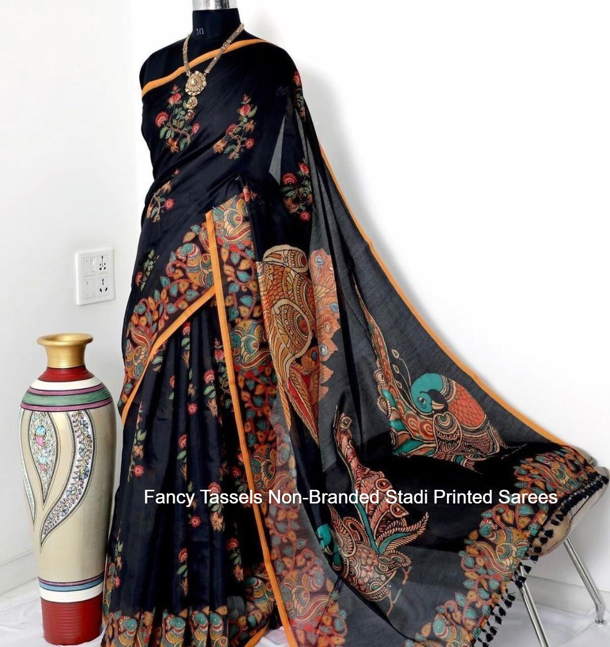 Fancy Tassels Non-Branded Stadi Printed Sarees