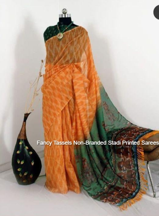 Fancy Tassels Non-Branded Stadi Printed Sarees