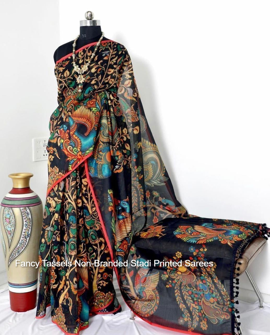 Fancy Tassels Non-Branded Stadi Printed Sarees