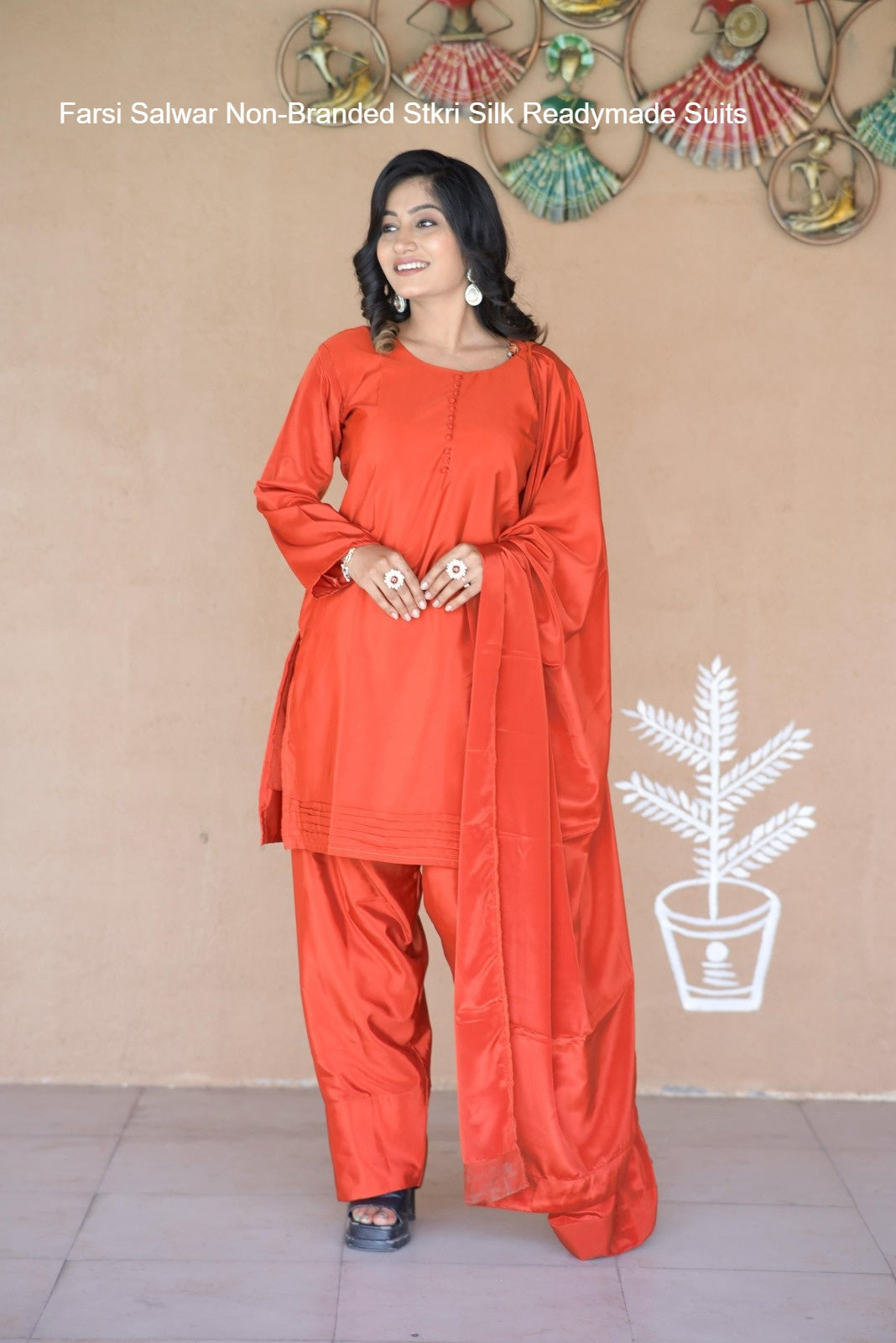 Farsi Salwar Non-Branded Stkri Silk Readymade Suits