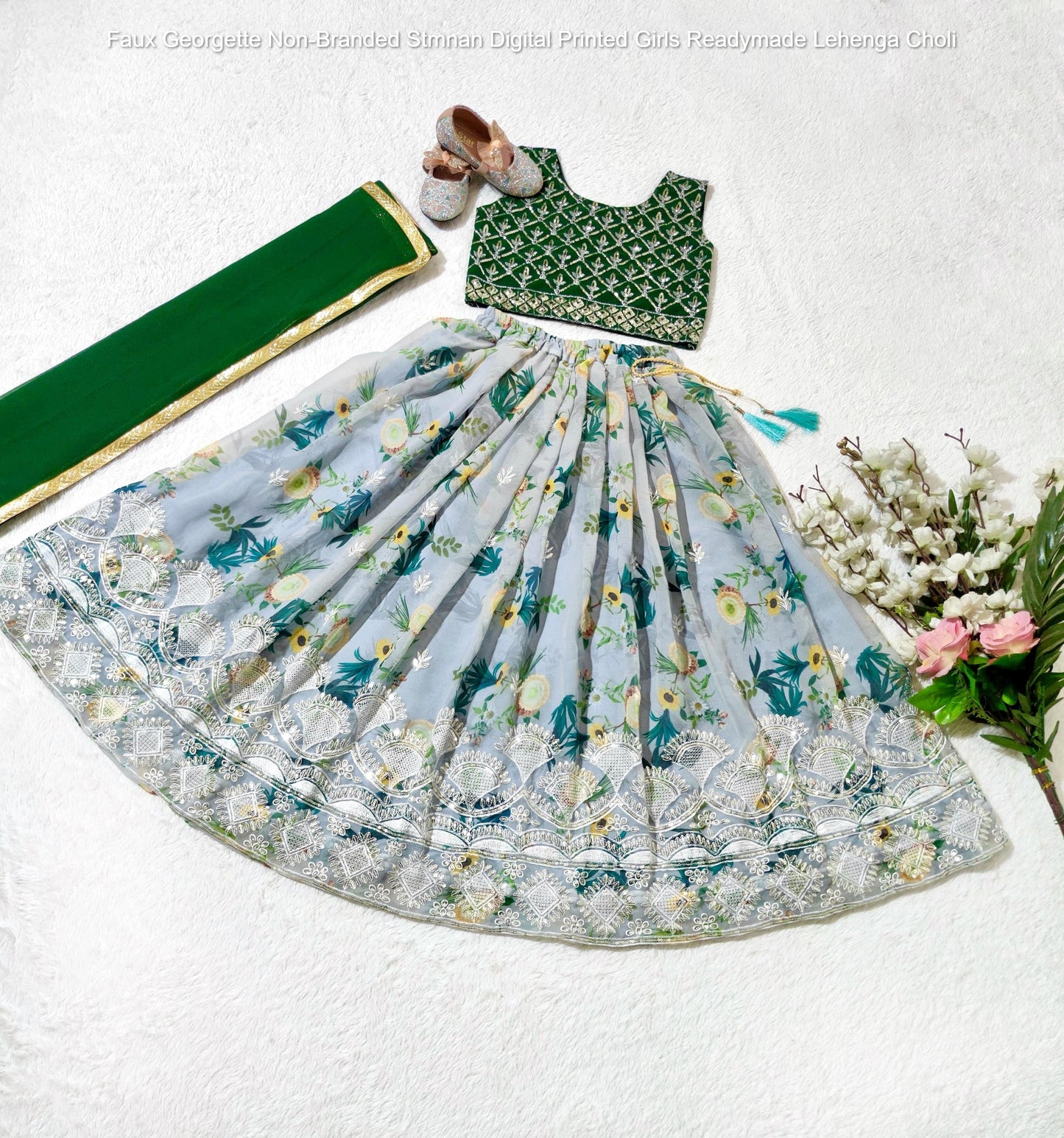 Faux Georgette Non-Branded Stmnan Digital Printed Girls Readymade Lehenga Choli