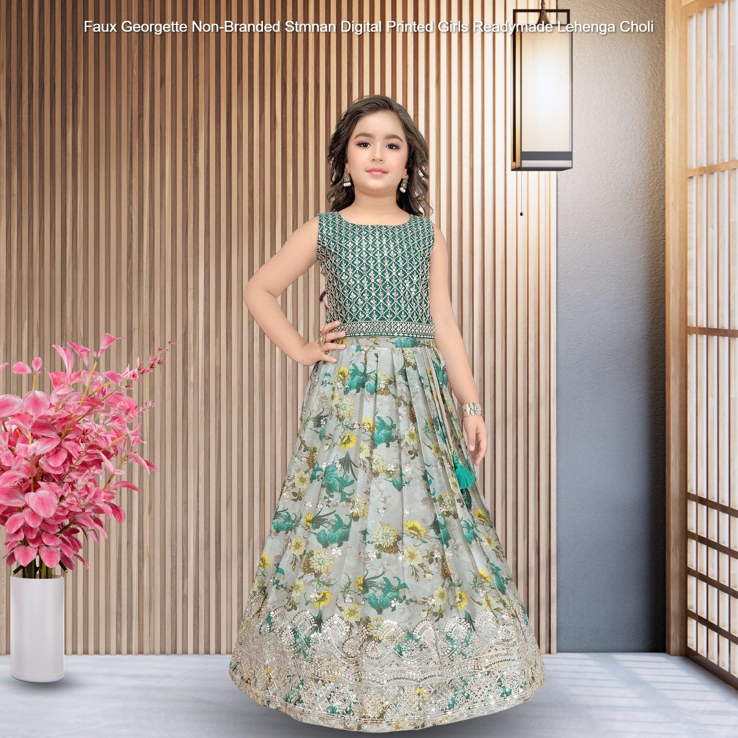 Faux Georgette Non-Branded Stmnan Digital Printed Girls Readymade Lehenga Choli