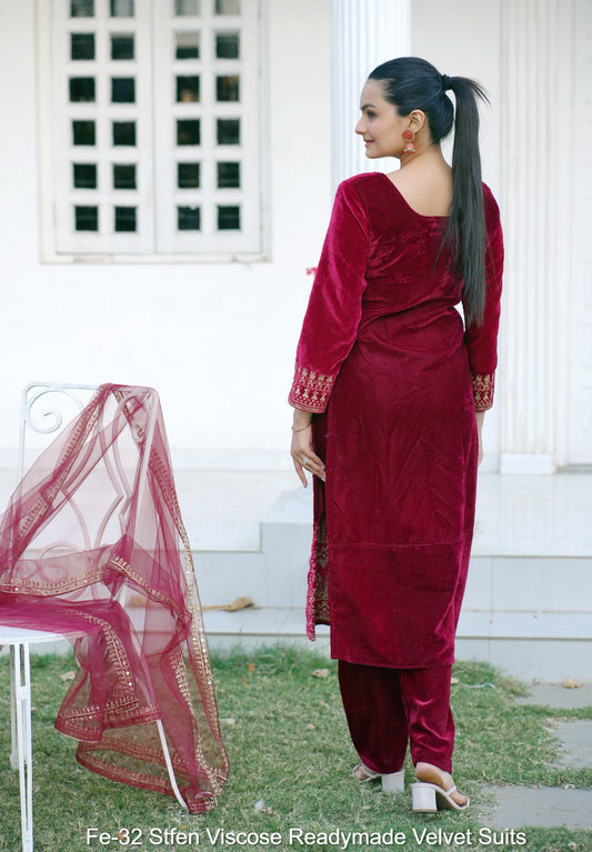 Fe-32 Stfen Viscose Readymade Velvet Suits