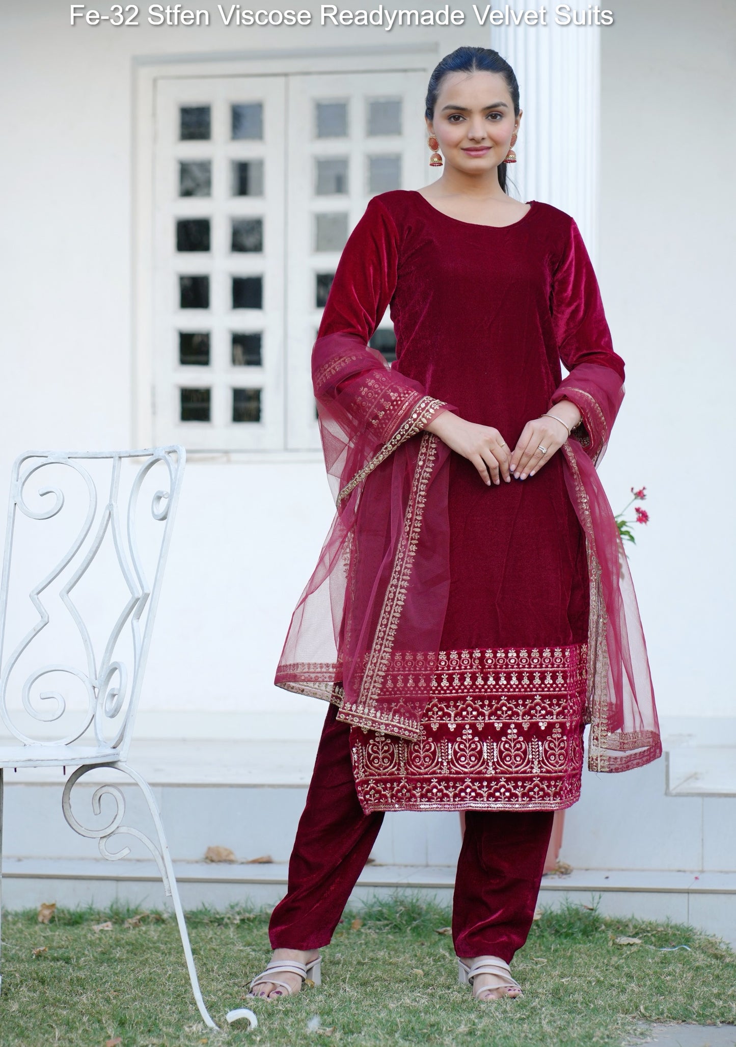 Fe-32 Stfen Viscose Readymade Velvet Suits