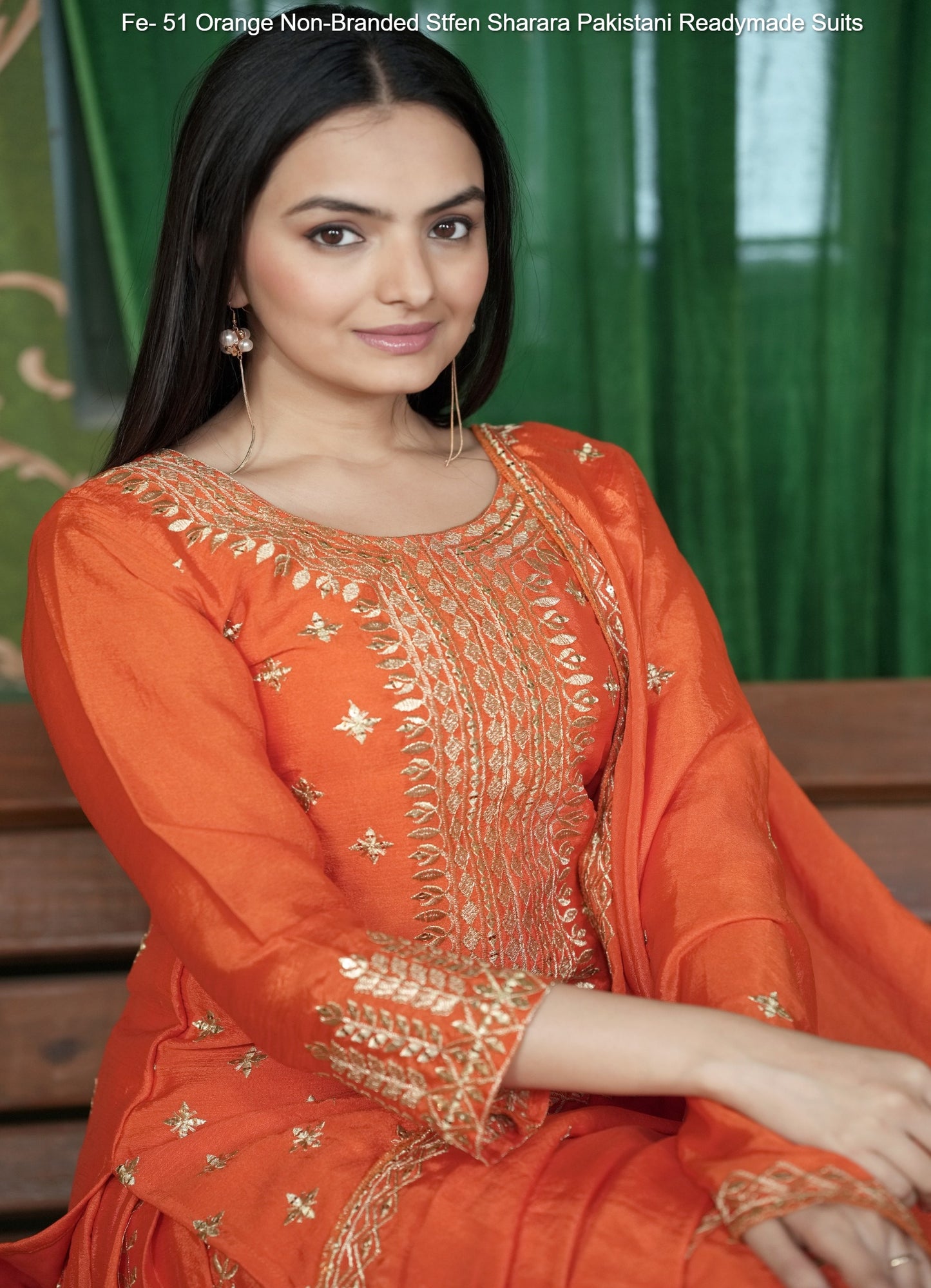 Fe- 51 Orange Non-Branded Stfen Sharara Pakistani Readymade Suits