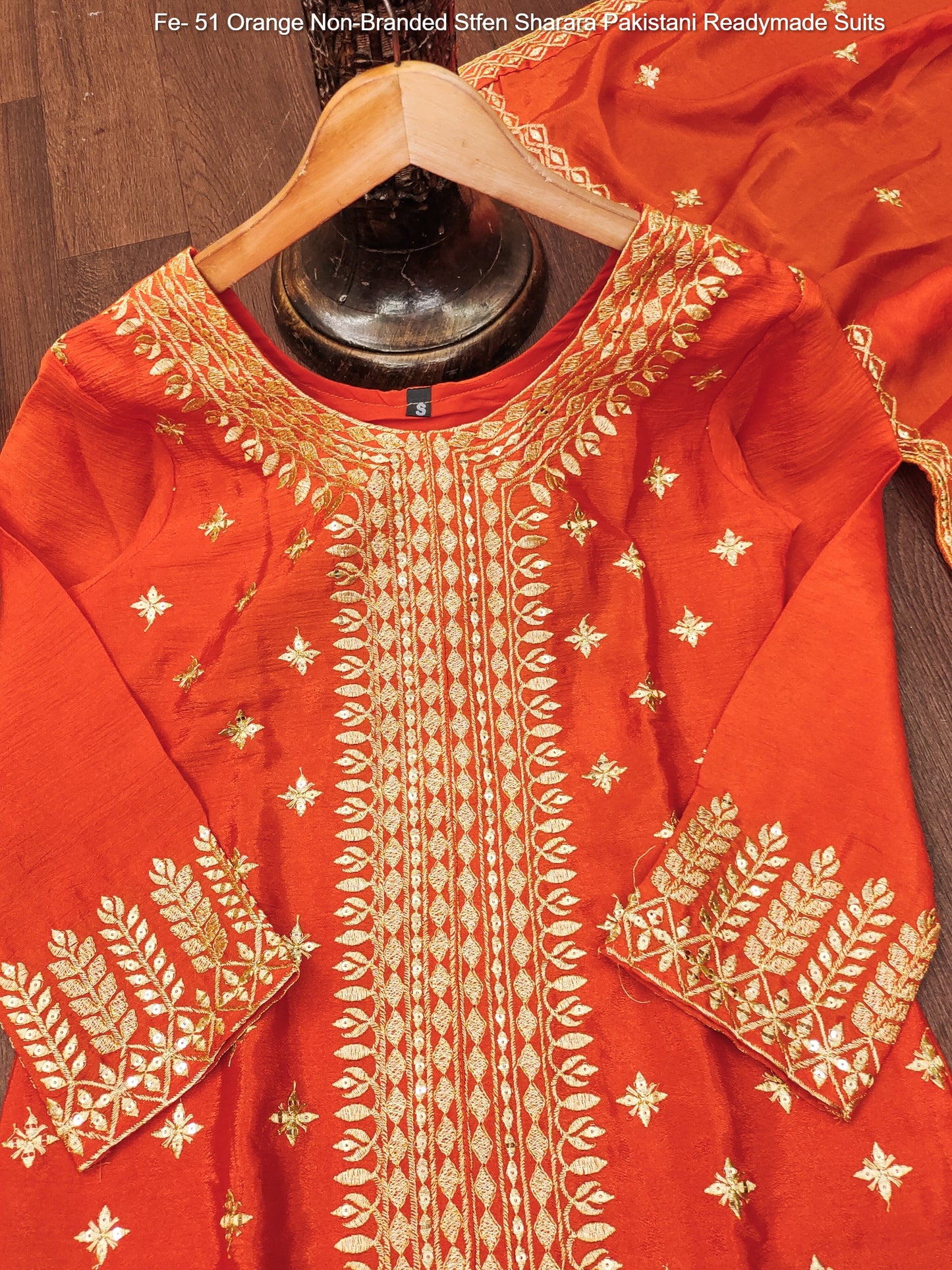 Fe- 51 Orange Non-Branded Stfen Sharara Pakistani Readymade Suits