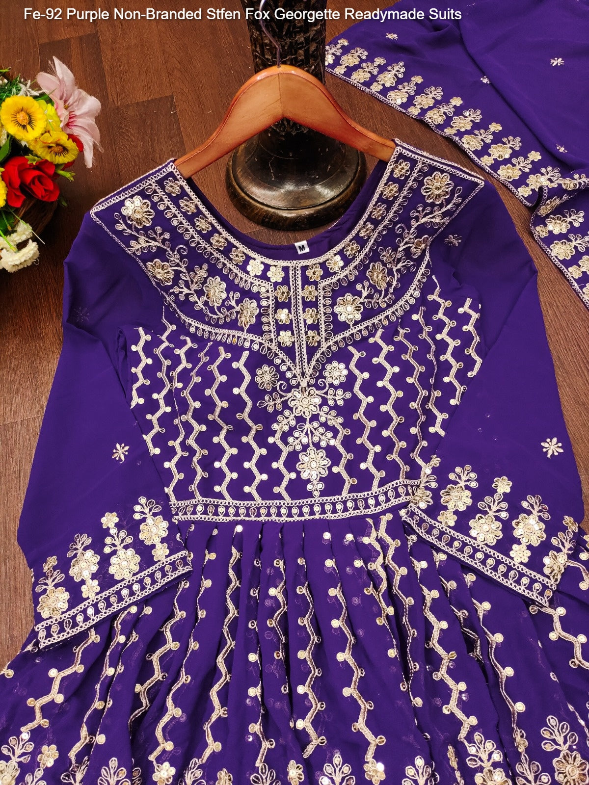 Fe-92 Purple Sharara Non-Branded Stfen Fox Georgette Readymade Suits
