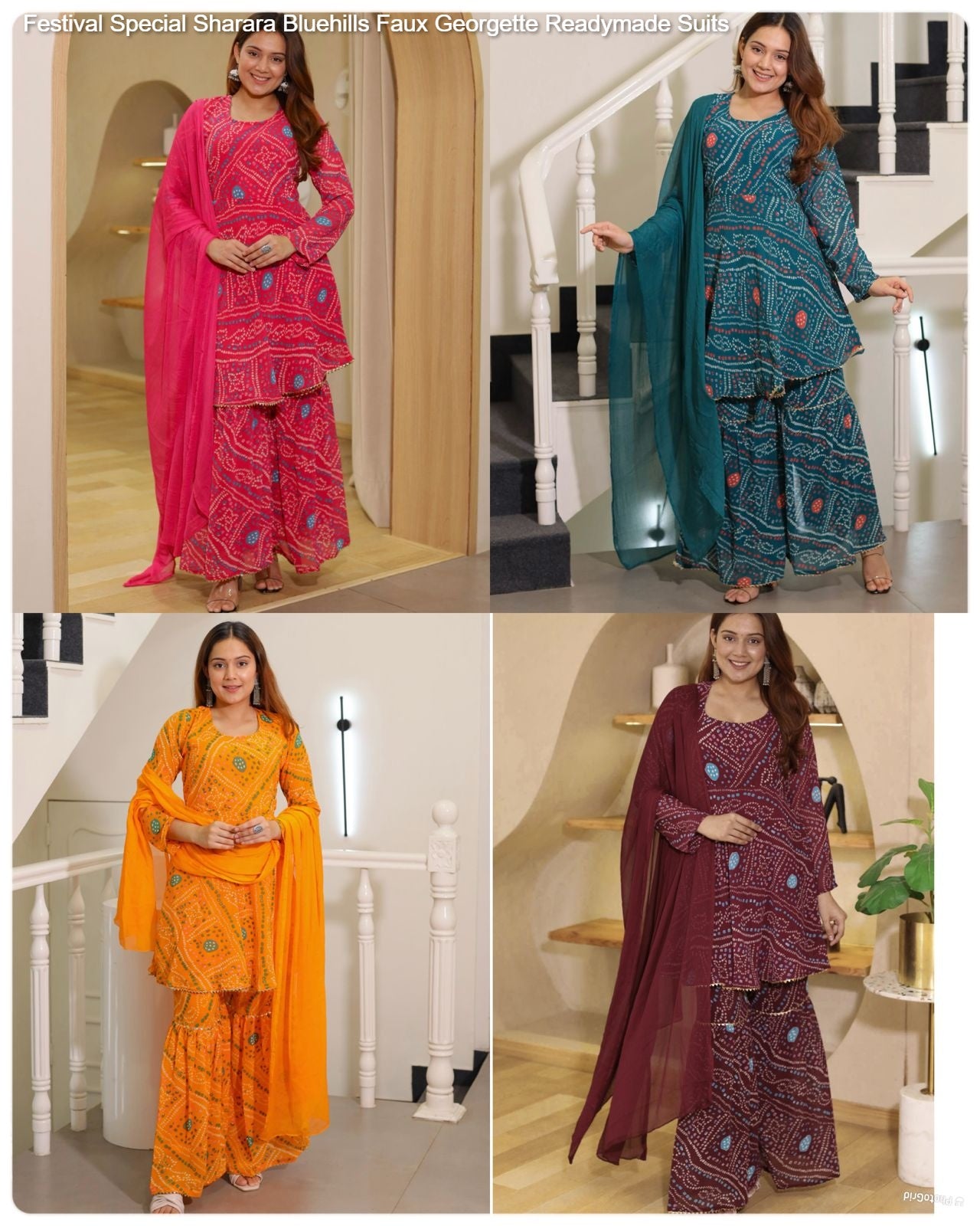 Festival Special Sharara Bluehills Faux Georgette Readymade Suits