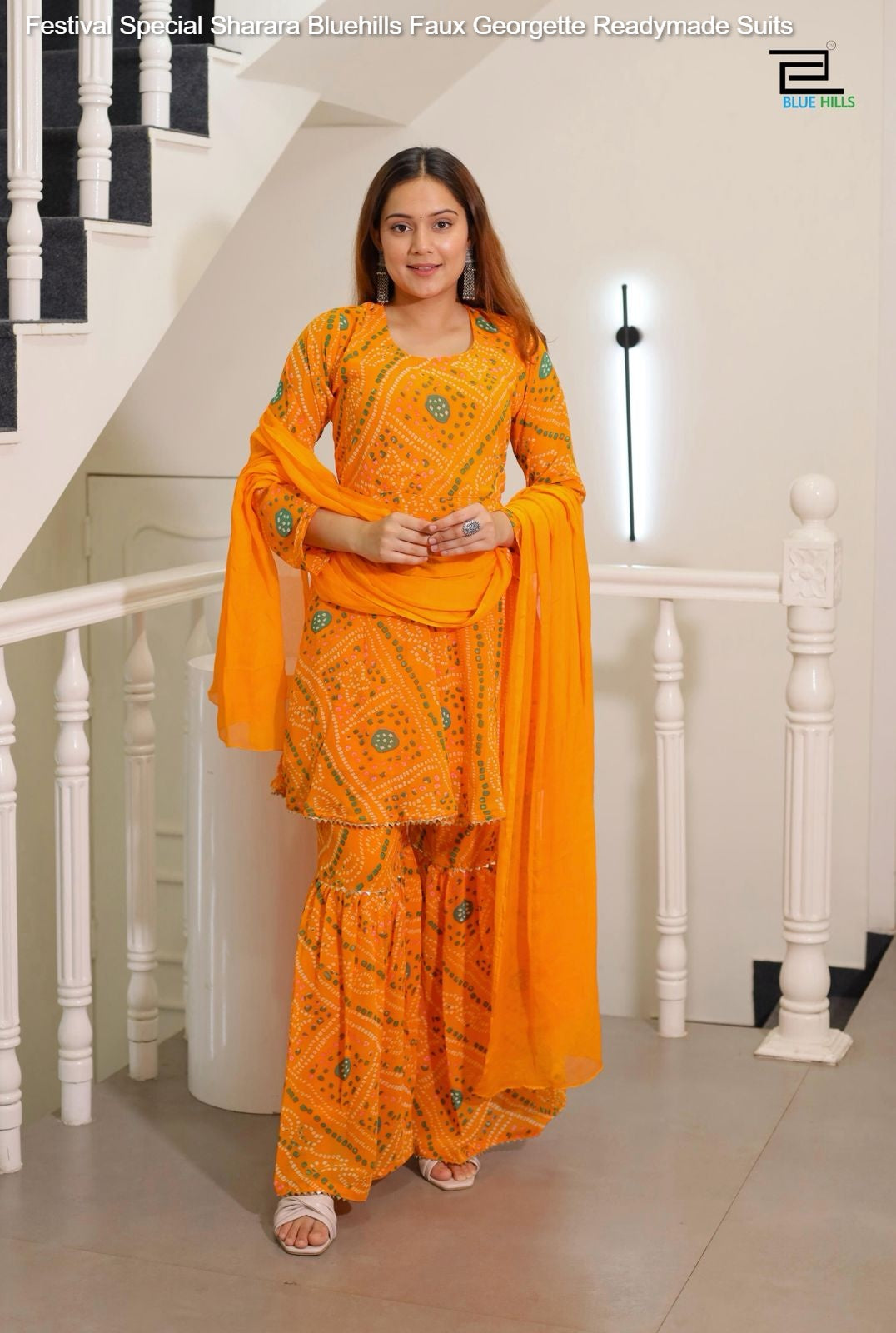 Festival Special Sharara Bluehills Faux Georgette Readymade Suits