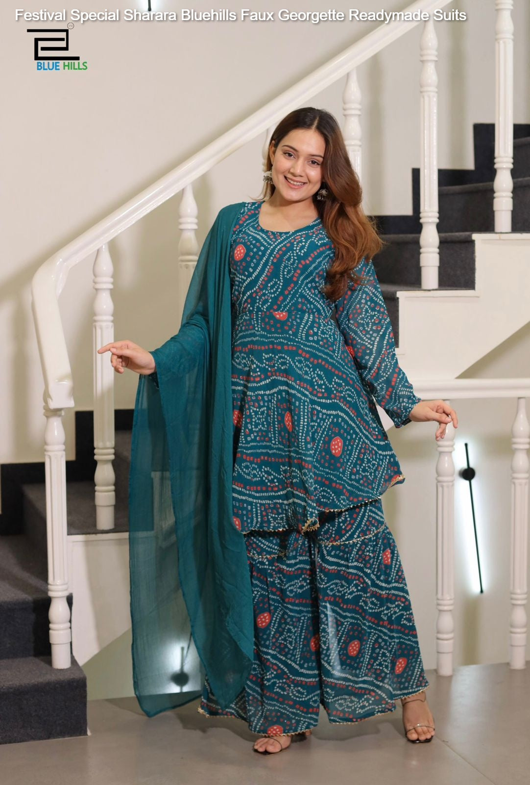 Festival Special Sharara Bluehills Faux Georgette Readymade Suits