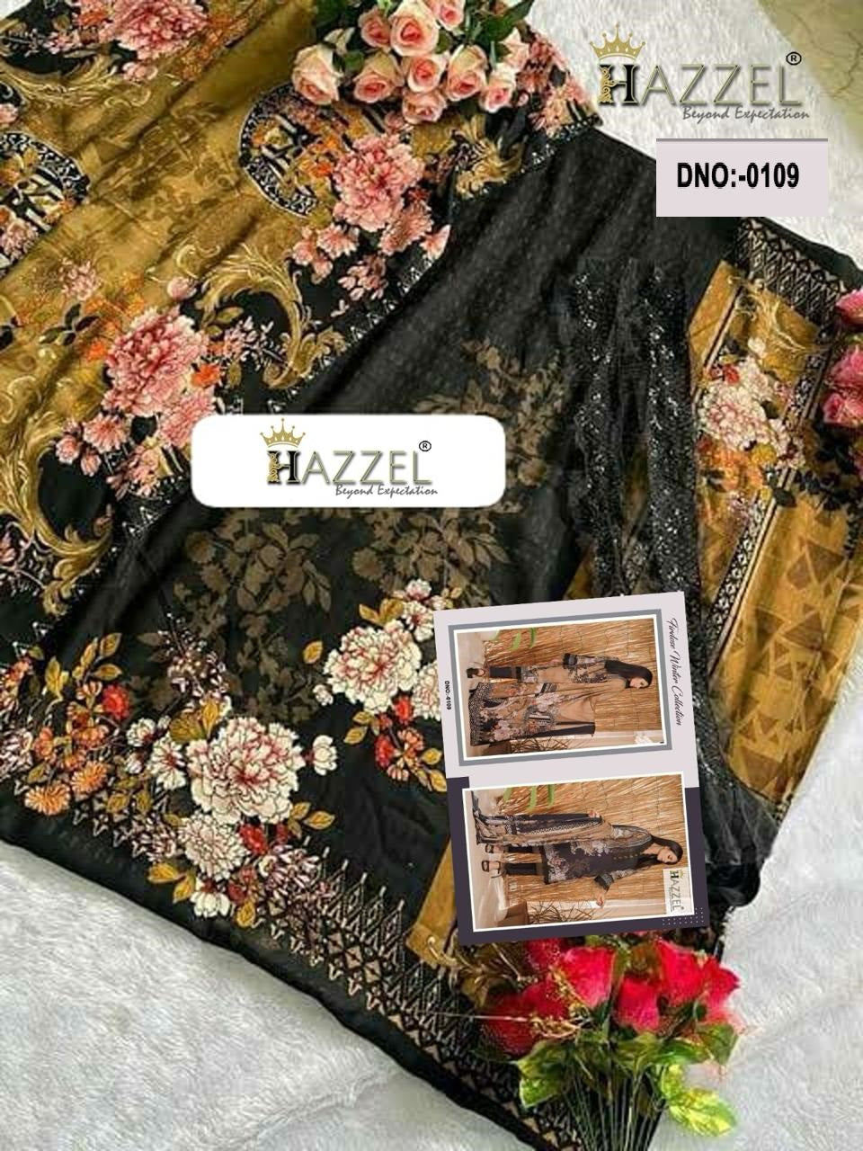 Firudose Winter Collection 0109 Hazzel Printed Pakistani Patch Suits