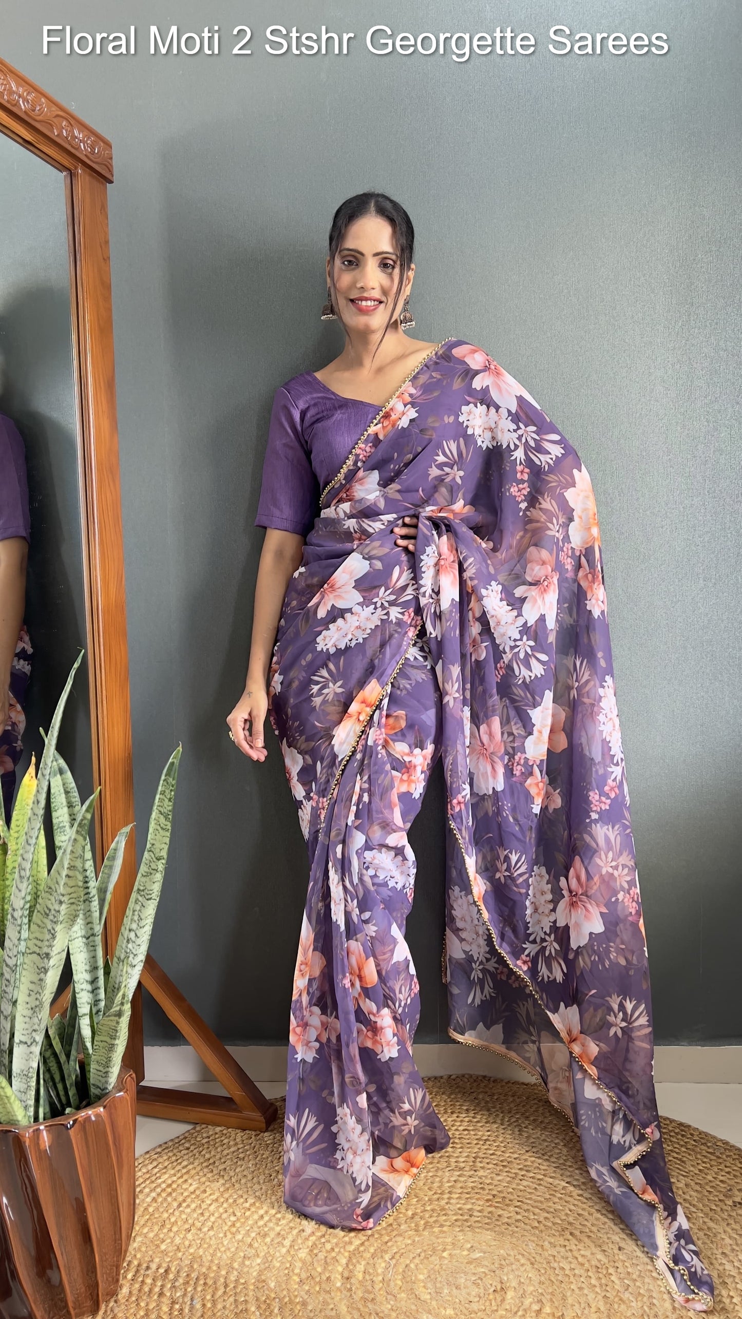 Floral Moti 2 Stshr Georgette Sarees