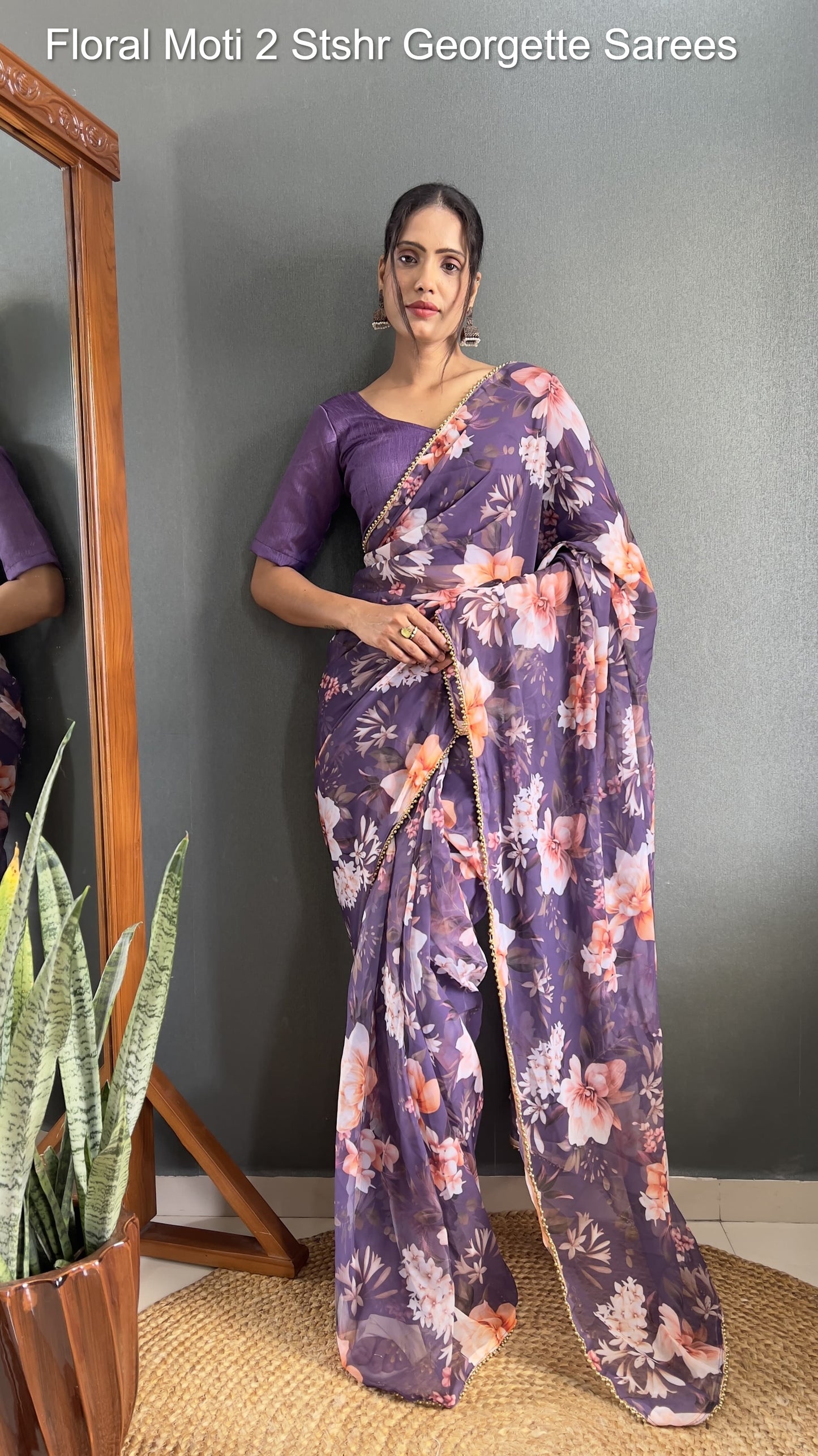 Floral Moti 2 Stshr Georgette Sarees