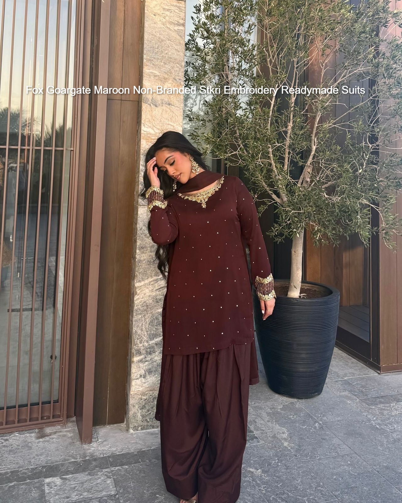 Fox Goargate Maroon Non-Branded Stkri Embroidery Readymade Suits