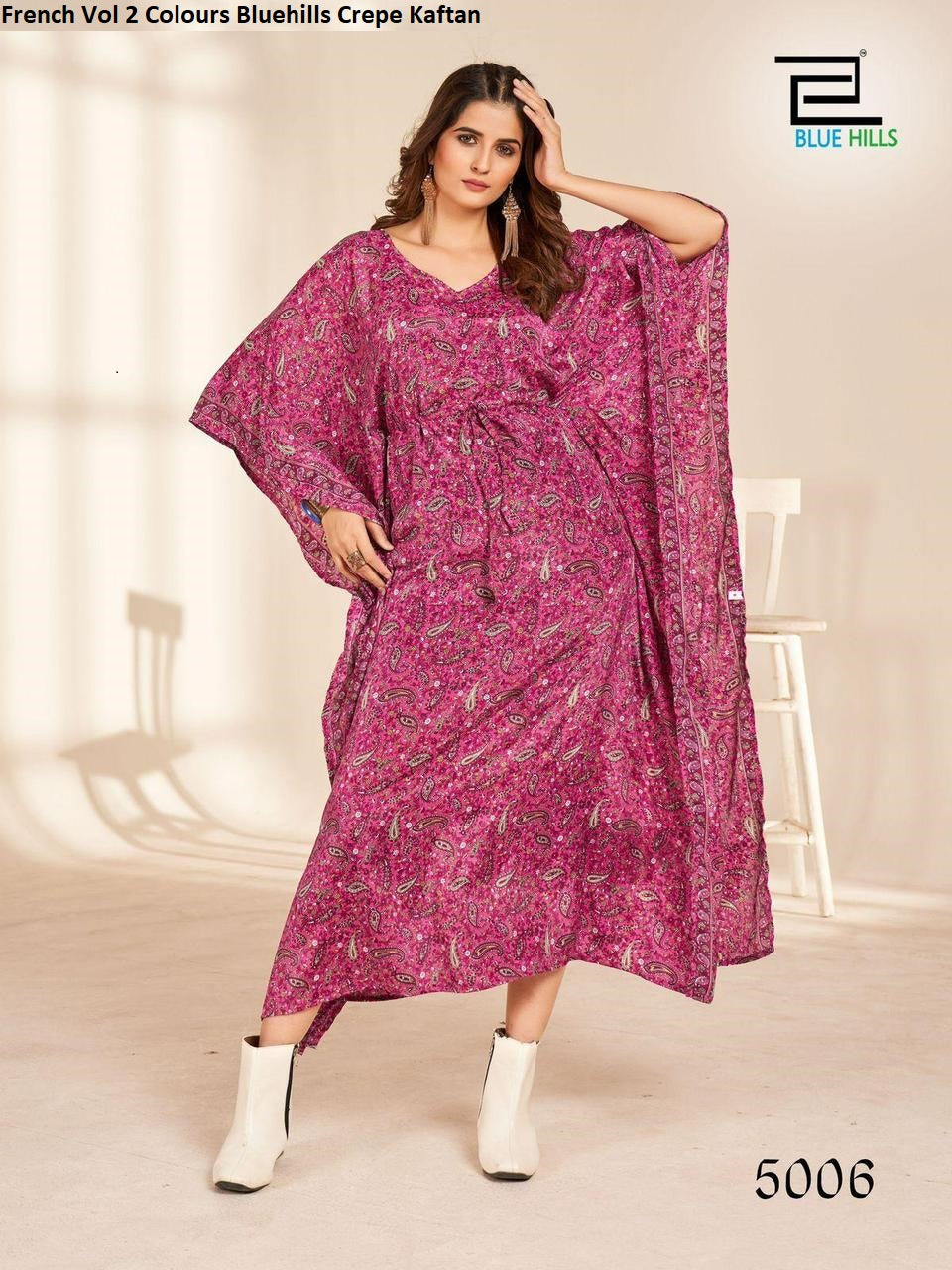 French Vol 2 Colours Bluehills Crepe Kaftan