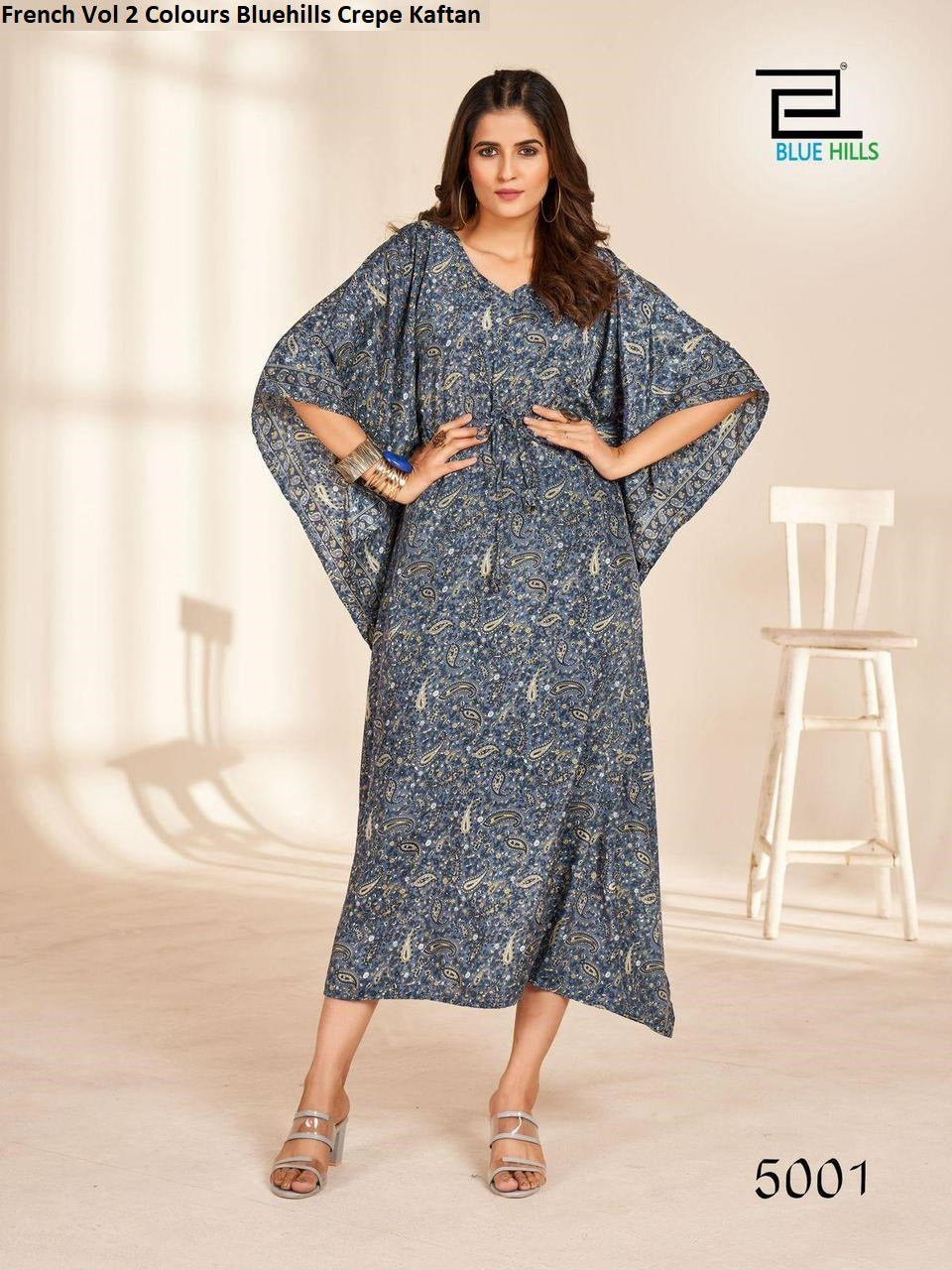 French Vol 2 Colours Bluehills Crepe Kaftan