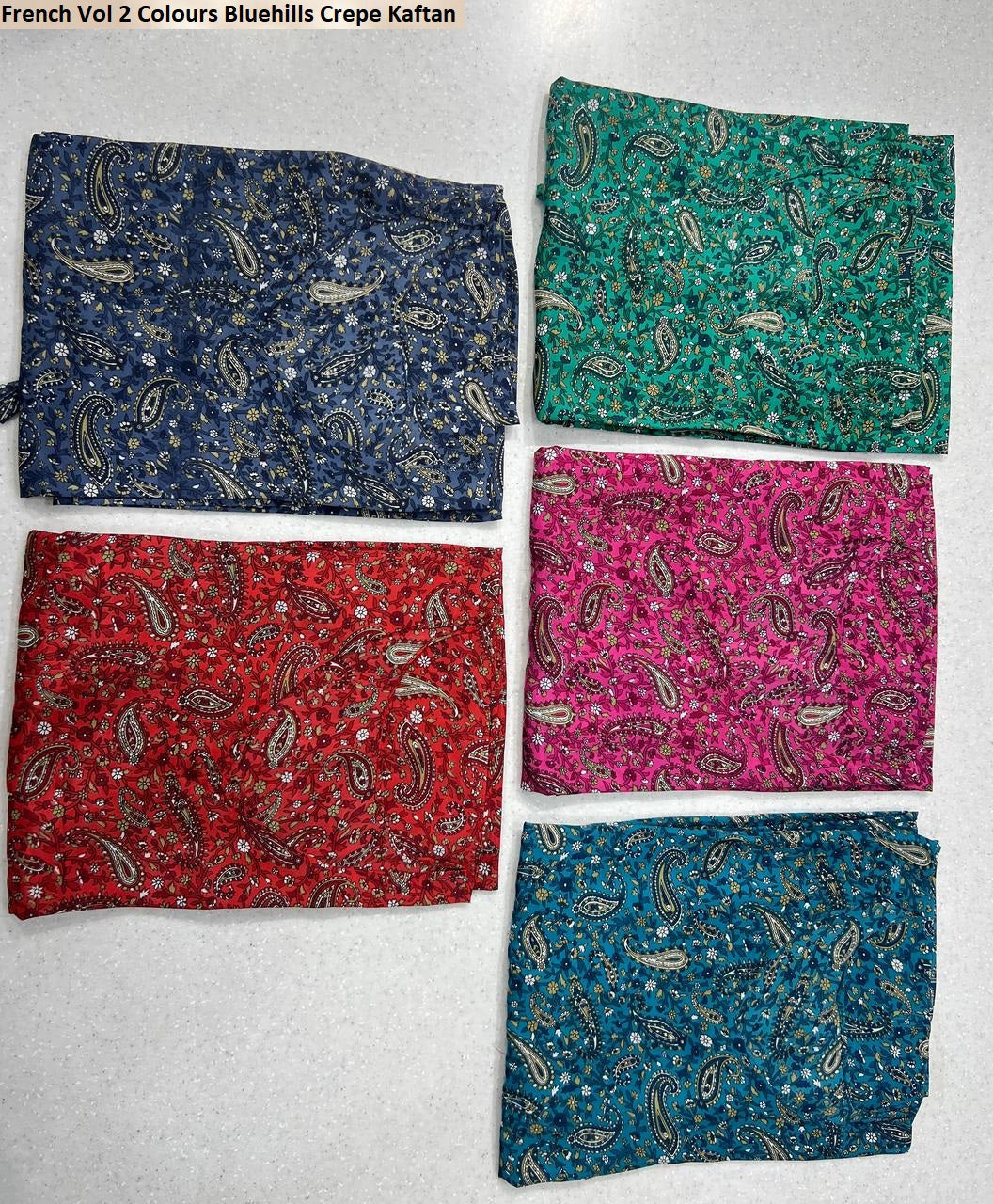 French Vol 2 Colours Bluehills Crepe Kaftan