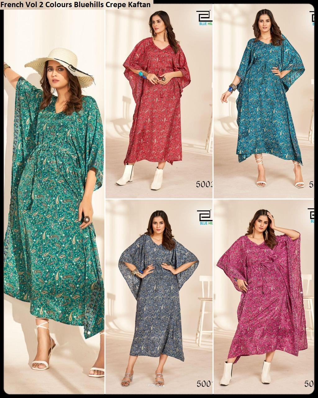 French Vol 2 Colours Bluehills Crepe Kaftan
