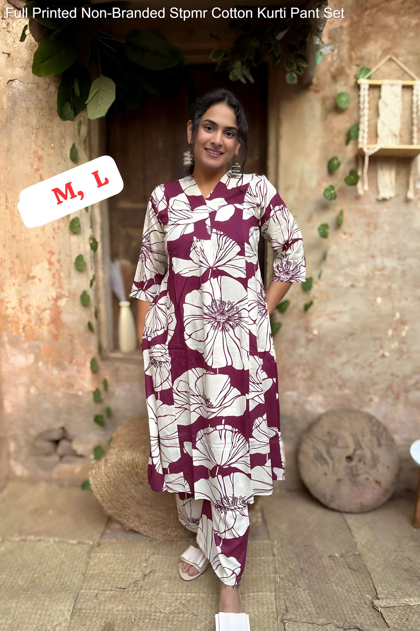 Full Printed Non-Branded Stpmr Cotton Kurti Pant Set