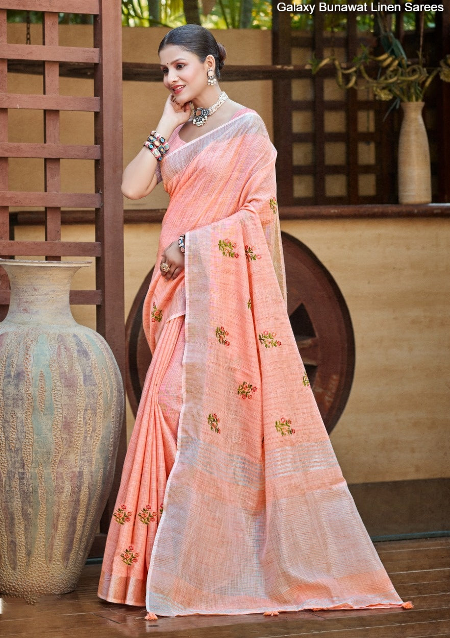 Galaxy Bunawat Linen Sarees
