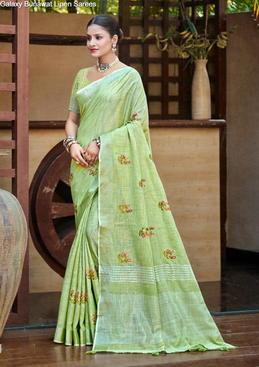 Galaxy Bunawat Linen Sarees