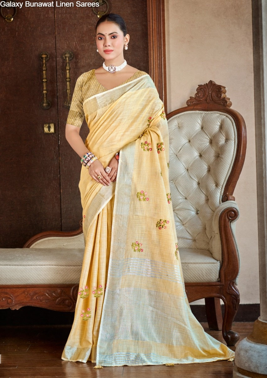 Galaxy Bunawat Linen Sarees