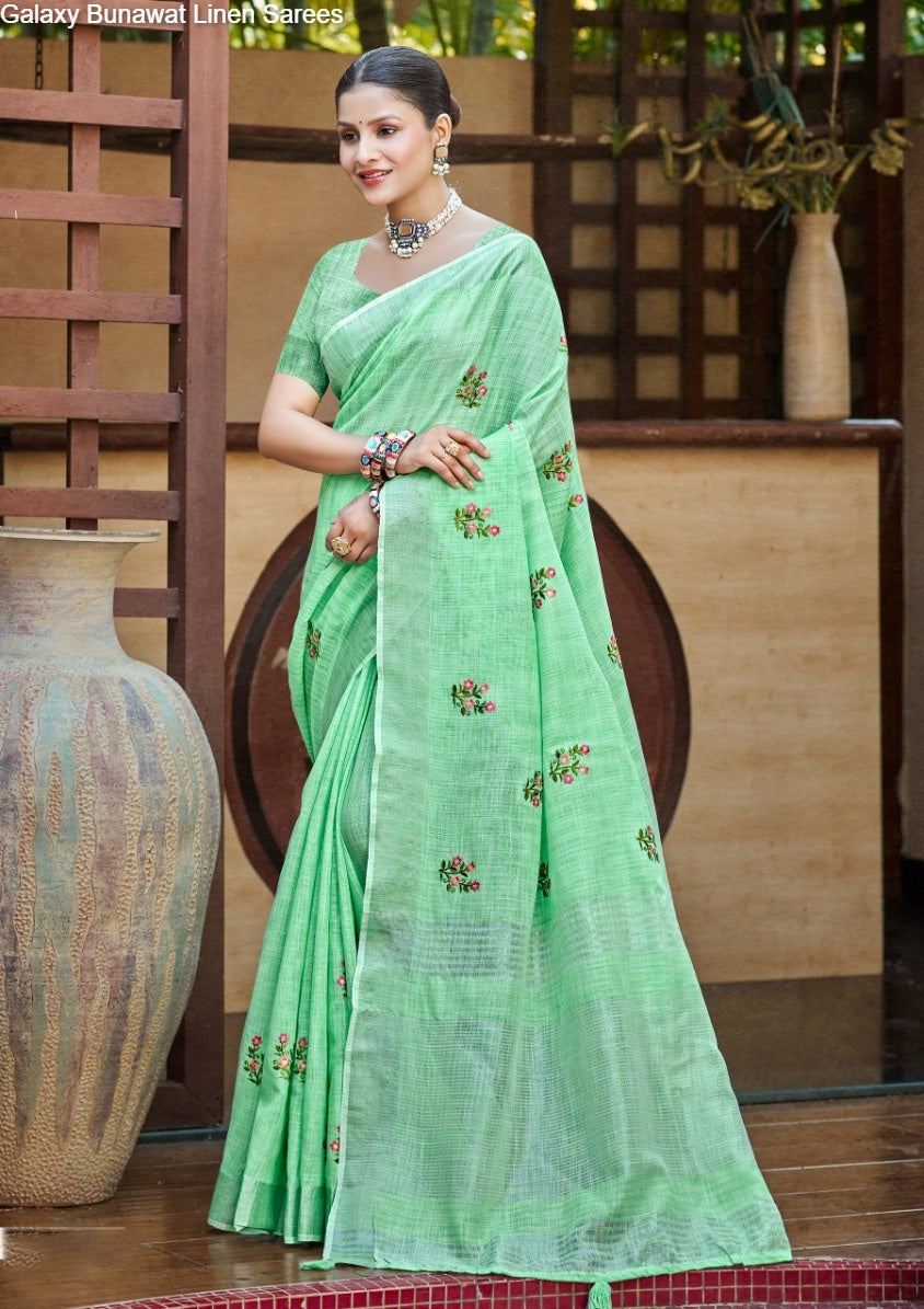 Galaxy Bunawat Linen Sarees